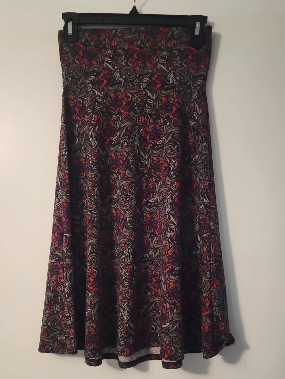 Lularoe Women's Red Floral A-Line Skirt
